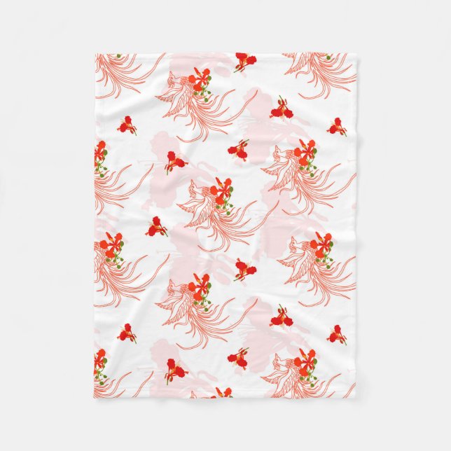 Couverture Polaire Phoenix Oiseau Et Phoenix Fleur Motif Sans Faille (Devant)