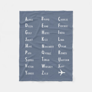 Couverture Polaire Phonetic Alphabet Aviation Dusk Fleece Blanche