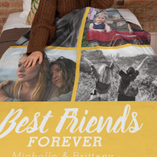 Couverture Polaire Photo Best Friends moderne   jaune