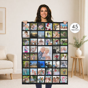 Couverture Polaire Photo Collage 45 Photos Couleur modifiable Personn