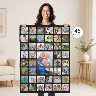 Couverture Polaire Photo Collage 45 Photos Couleur modifiable Personn