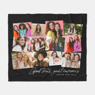 Couverture Polaire Photo collage bons temps grands souvenirs noir