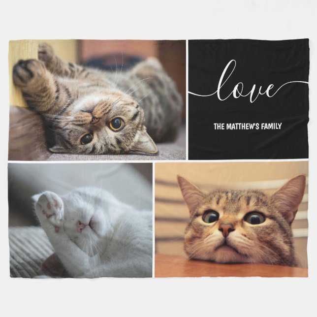 Couverture Polaire Photo Collage Cute Cats Personnalisé  (Devant (Horizontal))
