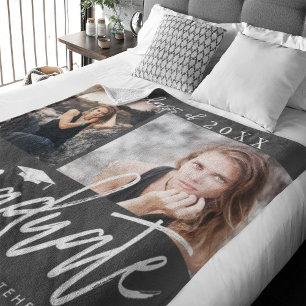Couverture Polaire Photo Collage Graduation Fleece Blanket gris foncé