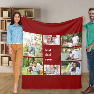 Couverture Polaire Photo Collage Meilleur père Jamais Maroon