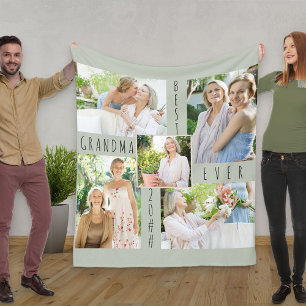 Couverture Polaire Photo Collage Meilleure grand-mère jamais verte