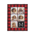 Photo Collage Monogramme Rouge Buffle Noir Plaid