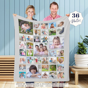 Couverture Polaire Photo Collage Nom de famille ou titre Gris