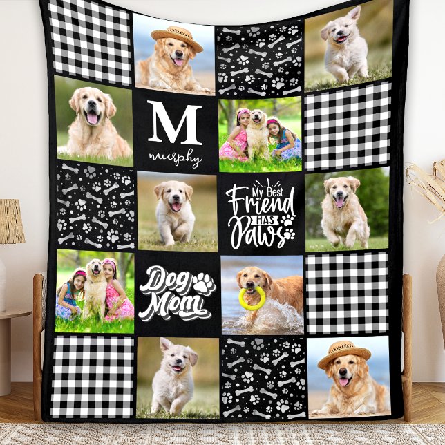 Couverture Polaire Photo Collage personnalisé CHIEN MOM Quilt unique (Créateur téléchargé)