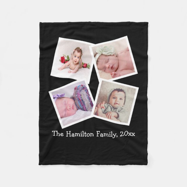 Couverture Polaire Photo Collage Un d'un genre Personnalisé 4 Photo (Devant)