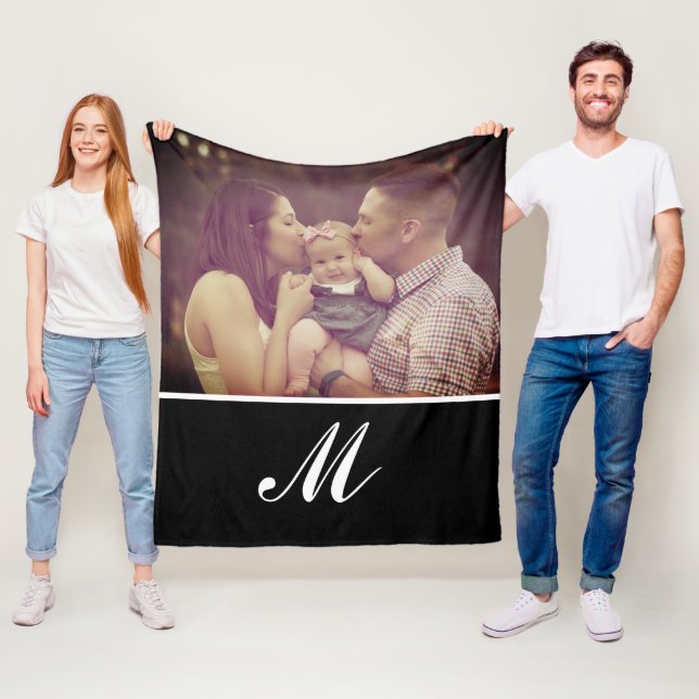 Couverture Polaire Photo Créez votre propre monogramme initial person (En situation)