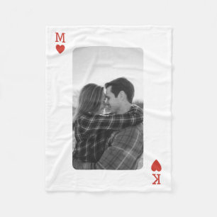 Couverture Polaire Photo de couple de carte à jouer Cadeau d'amour ro