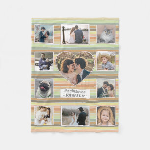 Couverture Polaire Photo de famille Collage Coeur 11 Custom Retro Str