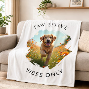 Couverture Polaire Photo de Golden Retriever à vibrations positives