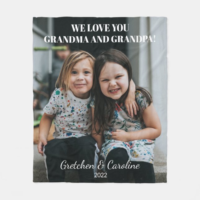 Couverture Polaire Photo de grand-mère et grand-père de l'amour perso (Devant)