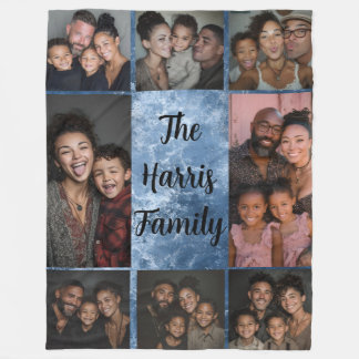 Couverture Polaire Photo de la famille Blue Stone Collage polaire Bla