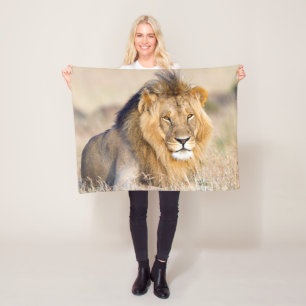 Couverture Polaire Photo de lion majestueuse