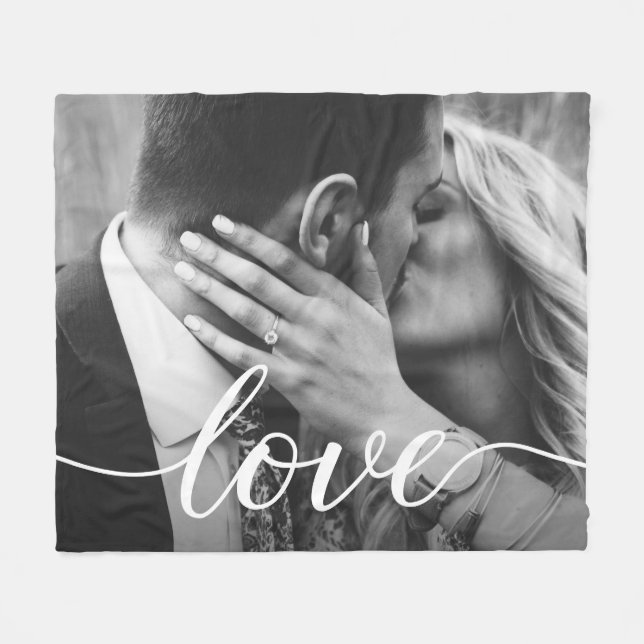 Couverture Polaire Photo de mariage personnalisée Love script cadeau (Devant (Horizontal))