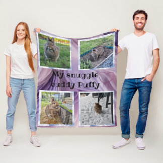 Couverture Polaire Photo d'un lapin de compagnie blotti sur une couve