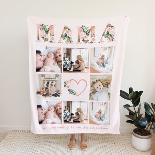 Couverture Polaire Photo Mama Floral Collage personnalisé