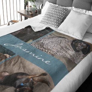 Couverture Polaire Photo moderne Collage Chien Dusty Blue