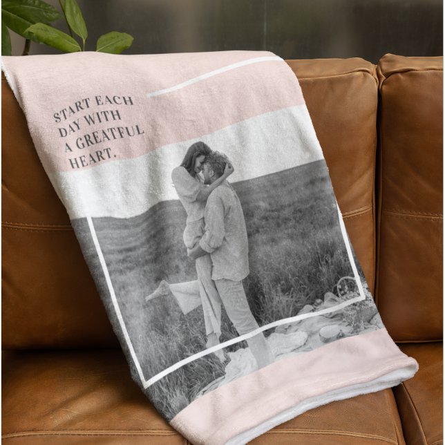 Couverture Polaire Photo moderne Pastel Pink Famille Beau Cadeau (Créateur téléchargé)