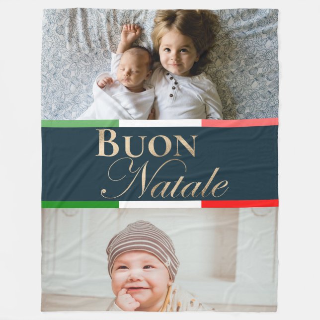 Couverture Polaire Photo personnalisée Boule Natale Noël italien (Devant)