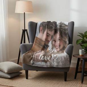 Couverture Polaire Photo personnalisée et noms d'amour de couple