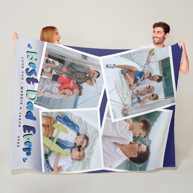 Couverture Polaire Photo personnalisée 'Meilleur Père Jamais' Keepsak (En situation)