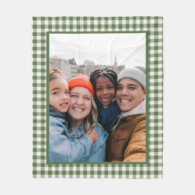 Couverture Polaire Photo personnalisée Vert En vichy Plaid Rustique A (Devant)