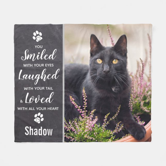 Couverture Polaire Photo Pet Memorial Keepsaké Chat (Devant (Horizontal))