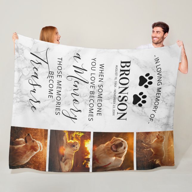 Couverture Polaire Photo Pet Memorial Keepsaké Marbre (En situation)