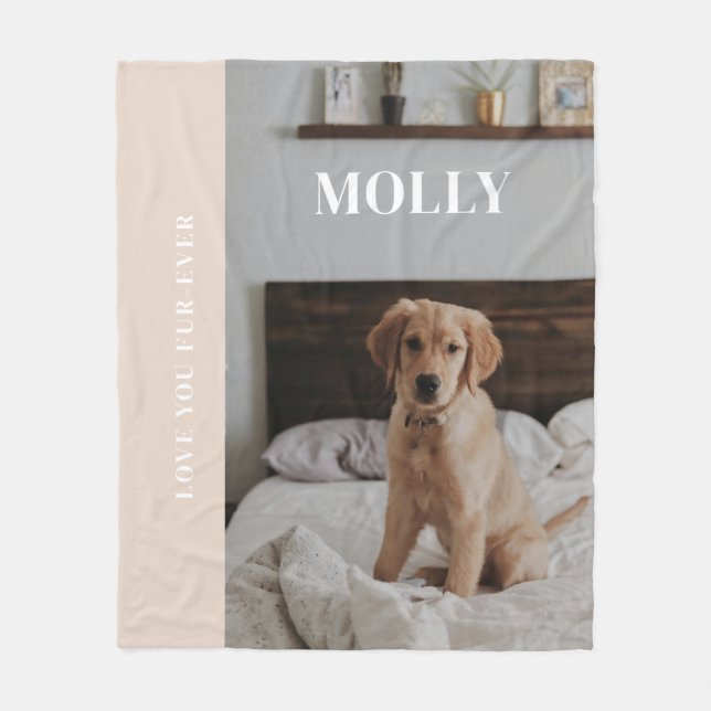 Couverture Polaire Photo Pet Personnalisable Moderne 'Love you Fur-ev (Devant)