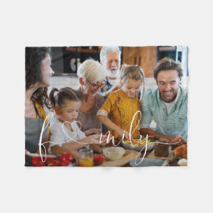 Couverture Polaire Photo Unique Family Photo Heart Script Typografy