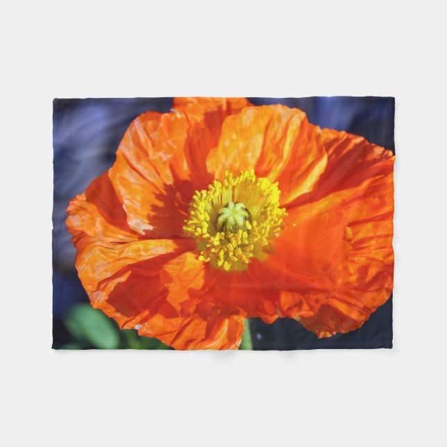 Couverture Polaire Photographie de pavot d'Islande orange (Devant (Horizontal))