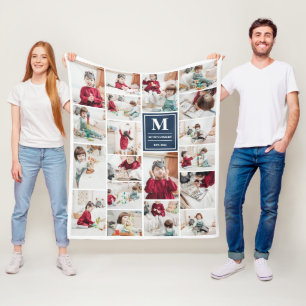 Couverture Polaire Photos du Monogramme bleu de la Marine 19