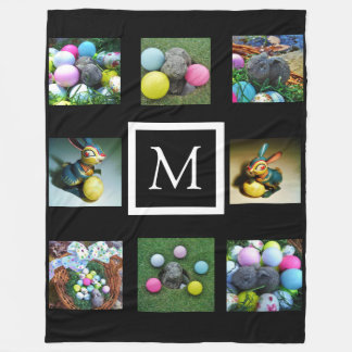 Couverture Polaire photos Instagram noir collage personnalisé monogra