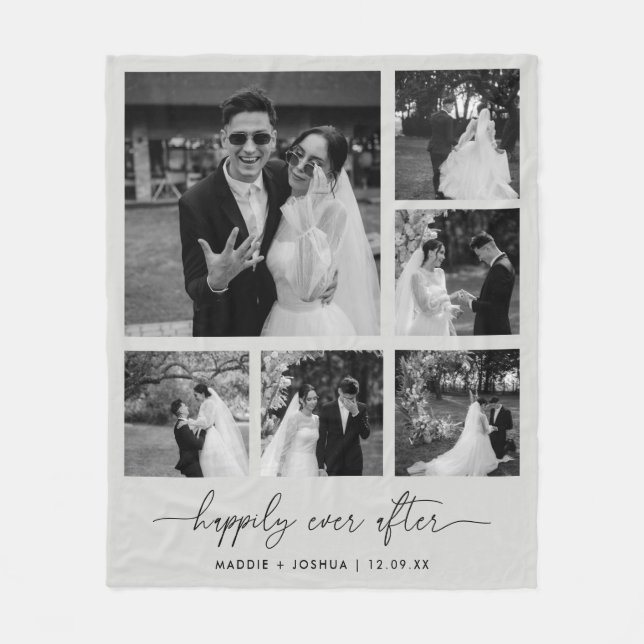 Couverture Polaire Photos Minimales de Couple Collage 'Heureusement t (Devant)