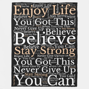 Couverture Polaire Phrases inspirantes WordArt Motif noir blanc