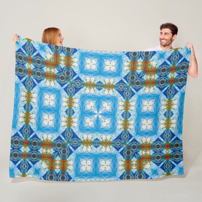 Couverture Polaire Physique de trou quantique Plan bleu Soie Mandala (En situation)