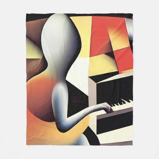 Couverture Polaire Piano Player - Art aérographe (Devant)