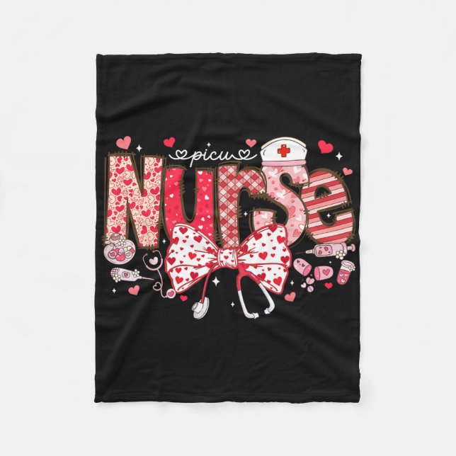 Couverture Polaire Picu Nurse Stethoscope Coquette Bow Heart Valentin (Devant)