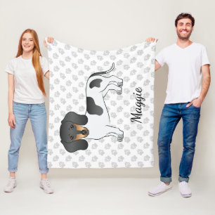 Couverture Polaire Piebald Noir Et Tan Cheveux Courte Dachshund & Nom