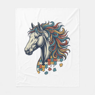 Couverture Polaire Pièce de puzzle de cheval coloré T-Shirt gravure v