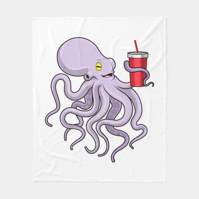 Couverture Polaire Pieuvre avec tasse à boire (Devant)