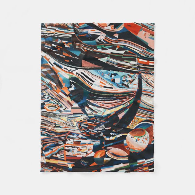 Couverture Polaire Pile de bateau en bois marron et bleu (Devant)