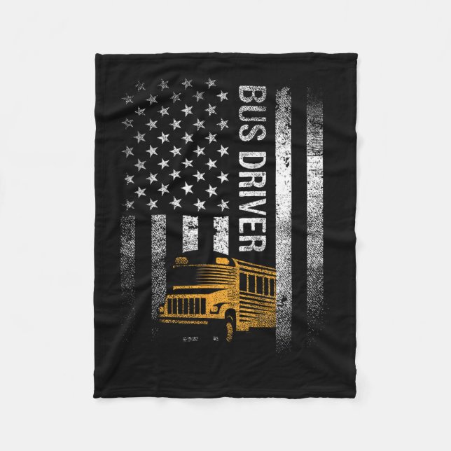 Couverture Polaire Pilote de bus Usa American Flag Funny Bus Driver C (Devant)