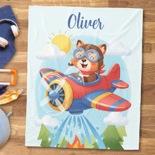 Couverture Polaire Pilote Ourson Mignon dans un Avion de Lutte Contre