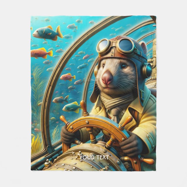 Couverture Polaire Pilote Wombat mignon Imaginaire sous-marin (Devant)