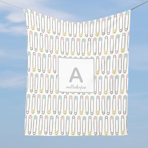Couverture Polaire Pin de couche Motif Monogramme de la flotte Blanch